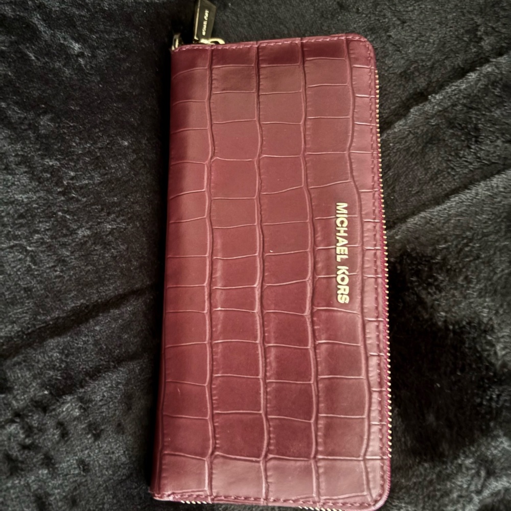 Michael Kors Burgundy Croc Embossed Wallet